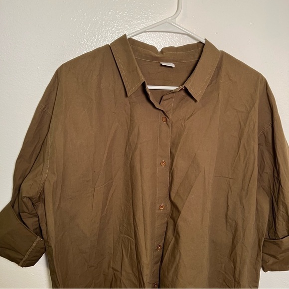 Melrose and Market Collared Poplin Shirt Olive Moss - Picture 5 of 15